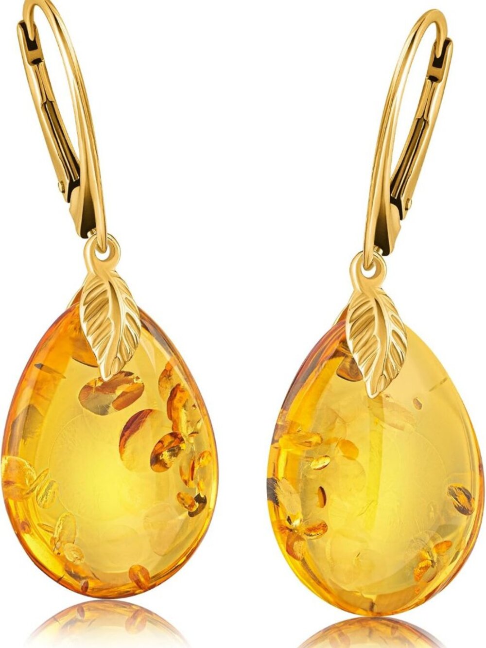 Stylish Amber Dangle Earrings for Women | Elegant Leverback Design, Perfect Gift